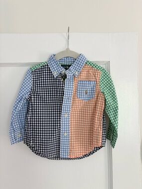 Ralph Lauren Multicolor Gingham Patchwork Button-Down Shirt